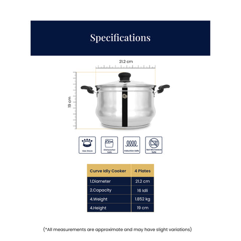 Curve Idly Cooker - 4 Plates